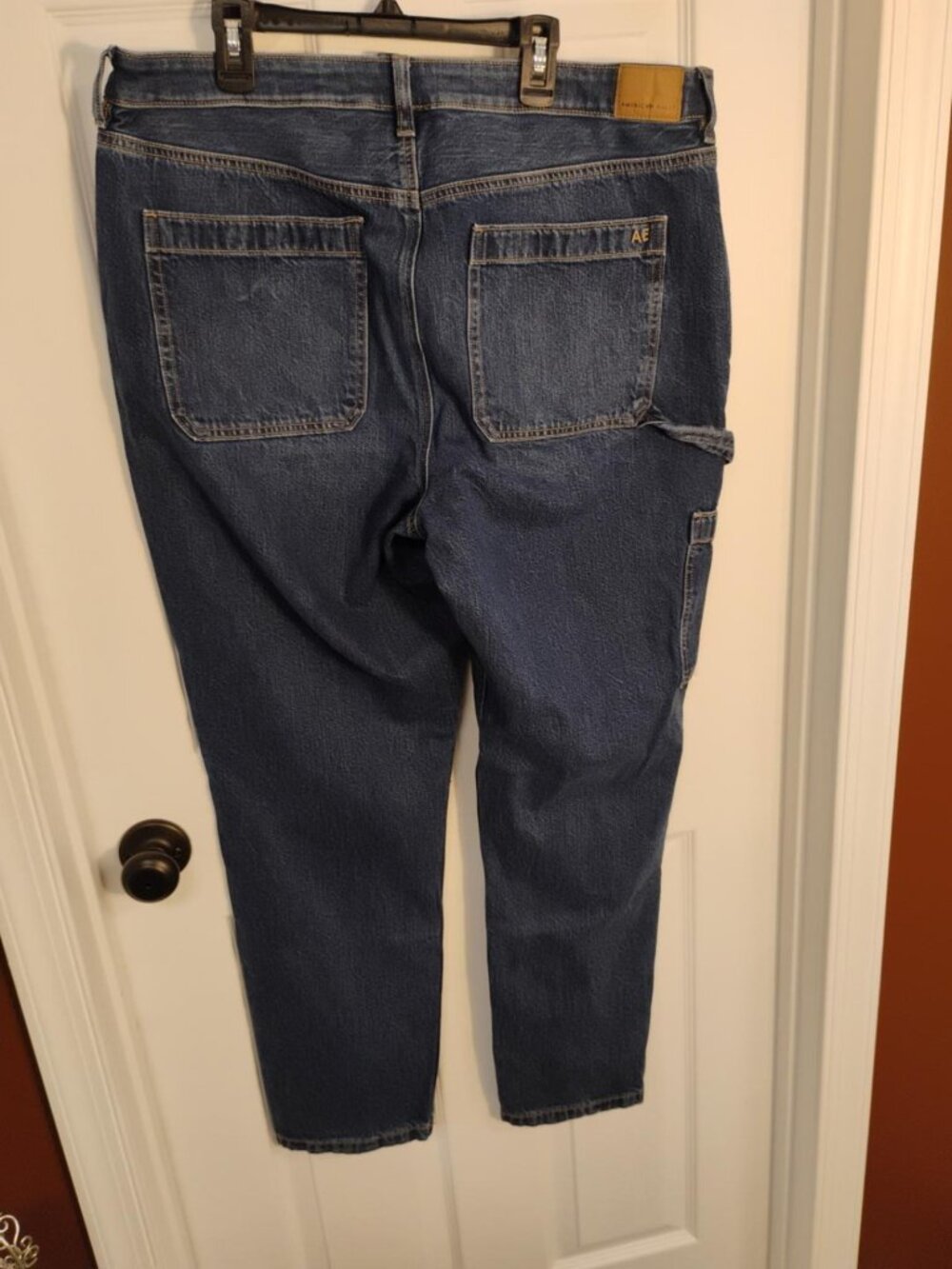 American Eagle Mom Jeans Women’s 16 Long Comfort Stretch Utility Carpenter